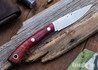 Lon Humphrey Knives: Bird & Trout - Forged AEB-L - Double Dyed Box Elder Burl - Orange Liners - LH03EH141