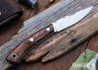 Lon Humphrey Knives: Bird & Trout - Forged AEB-L - Desert Ironwood - Yellow Liners - LH03EH158