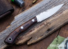 Lon Humphrey Knives: Bird & Trout - Forged AEB-L - Desert Ironwood - Blue Liners - LH03EH161