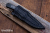 Alan Warren Custom Knives: #2481 Fighter/Hunter - Black G-10 - G-10 Bolster - Red Liners - Brass & Blue Maple Pins - CPM-154