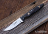 Alan Warren Custom Knives: #2485 Bird & Trout - African Blackwood - G-10 Bolster - Yellow Liners - Brass & Fossilized Walrus Pins - CPM-154