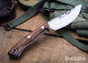 Lon Humphrey Knives: Drop Point Blacktail - Forged 52100 - Tasmanian Blackwood - White Liners - LH16FH078