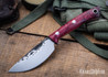 Lon Humphrey Knives: Drop Point Blacktail - Forged 52100 - Double Dyed Box Elder Burl - Red Liners - LH16FH087