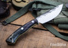 Lon Humphrey Knives: Drop Point Blacktail - Forged 52100 - Double Dyed Box Elder Burl - Green Liners - LH16FH109