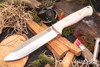 Bark River Knives: Bravo 1.5 - CPM 3V - White Linen Micarta - Red Liners - Brass Pins - Rampless - Spear Point