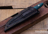 Alan Warren Custom Knives: #2486 Bird & Trout - Green Curly Maple - Black G10 Bolster - Blue G10 Liners - Mosaic Pins - CPM-154