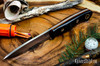 Bark River Knives: Aurora Scandi 3V - Black Burlap Micarta - Orange Liners - Mosaic Pins
