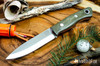 Bark River Knives: Aurora Scandi 3V - Green Canvas Micarta - Orange Liners