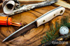 Bark River Knives: Aurora Scandi 3V - Natural Curly Maple - White Liner - Brass Pins
