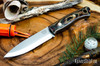 Bark River Knives: Aurora Scandi 3V - Snakeskin Burgundy Canvas Micarta - Forest Green Liners - Brass Pins