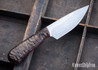 Jeff Davidson Custom Knives: IBEX Hunter - Stonewashed 80CrV2 - Bastogne Walnut - Black G-10 Pins - Red Liners