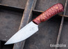 Jeff Davidson Custom Knives: IBEX Hunter - Stonewashed 80CrV2 - Red & Orange Maple - Orange G-10 Liners & Pins