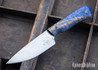Jeff Davidson Custom Knives: IBEX Hunter - Stonewashed 80CrV2 - Blue Maple - Black G-10 Pins - Black & White Liners