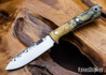 Lon Humphrey Knives: Gold Digger - Forged 52100 - Double Dyed Box Elder Burl - Red Liners - LH23IH072