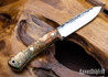 Lon Humphrey Knives: Gold Digger - Forged 52100 - Double Dyed Box Elder Burl - Yellow Liners - LH23IH075