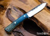 Lon Humphrey Knives: Gold Digger - Forged 52100 - Double Dyed Box Elder Burl - Yellow Liners - LH23IH077