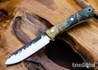 Lon Humphrey Knives: Gold Digger - Forged 52100 - Double Dyed Box Elder Burl - Yellow Liners - LH23IH079