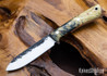 Lon Humphrey Knives: Gold Digger - Forged 52100 - Double Dyed Box Elder Burl - Orange Liners - LH23IH123