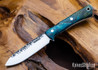 Lon Humphrey Knives: Gold Digger - Forged 52100 - Double Dyed Box Elder Burl - White Liners - LH23IH139