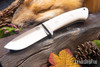 Bark River Knives: Classic Drop Point Hunter - CPM S45VN - White Linen Micarta