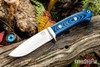 Bark River Knives: Bobcat Hunter - CPM 154 - Blue & Black G-10 - Black Liners - Mosaic Pins