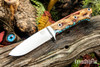 Bark River Knives: Bobcat Hunter - CPM 154 - Red Cholla Cactus with Turquoise - White Liners - Hollow Pins