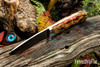 Bark River Knives: Bobcat Hunter - CPM 154 - Red Cholla Cactus with Turquoise - White Liners - Hollow Pins