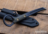 RMJ Tactical: "Stabby Guy" Pry Tool - Dirty Olive G-10 - CPM-3V - Black Textured Finish