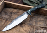 Lon Humphrey Knives: Ranger - Forged 52100 - Double Dyed Box Elder Burl - Blue Liners - LH11KH072