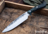 Lon Humphrey Knives: Ranger - Forged 52100 - Double Dyed Box Elder Burl - Blue Liners - LH11KH075