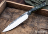 Lon Humphrey Knives: Ranger - Forged 52100 - Double Dyed Box Elder Burl - Green Liners - LH11KH085