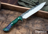 Lon Humphrey Knives: Ranger - Forged 52100 - Double Dyed Box Elder Burl - Green Liners - LH11KH091