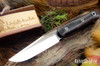 Bark River Knives: Ultralite Field Knife - CPM 3V - Black Canvas Micarta - Blue Liners - Mosaic Pins
