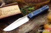 Bark River Knives: Ultralite Field Knife - CPM 3V - Navy Burlap Micarta - Yellow Liners - Mosaic Pins