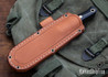 Bark River Knives: Ultralite Field Knife - CPM 3V - Navy Burlap Micarta - Yellow Liners - Mosaic Pins