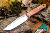 Bark River Knives: Ultralite Field Knife - CPM 3V - Burnt Orange Maple Burl - Blue Liner - Brass Pins