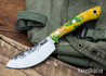 Lon Humphrey Knives: Blacktail Nessmuk - Forged 52100 - Box Elder Burl - Green Liners - LH24AI165