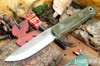 Bark River Knives: Bushcrafter II - CPM 3V - Evergreen Burlap Micarta - Toxic Green Liners - Mosaic Pins