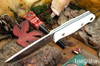 Bark River Knives: Bushcrafter II - CPM 3V - White Linen Micarta - Forest Green Liners - Brass Pins