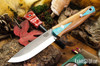 Bark River Knives: Bushcrafter II - CPM 3V - Blue Texas Fencepost - Red Liners
