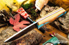 Bark River Knives: Bushcrafter II - CPM 3V - Blue Texas Fencepost - Red Liners