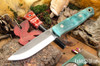 Bark River Knives: Bushcrafter II - CPM 3V - Teal & Cream Maple Burl - Mosaic Pins