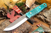 Bark River Knives: Bushcrafter II - CPM 3V - Turquoise Tigertail Maple Burl - Mosaic Pins