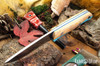 Bark River Knives: Bushcrafter II - CPM 3V - White Texas Fencepost - Blue Liners