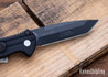 HK Knives: Mini-Entourage Prototype - Push Button Auto - Black Aluminum - Black Tanto Blade - 440C 
