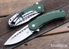 Begg Knives: Bodega - Frame Lock Flipper - D2 Tool Steel - Green G-10