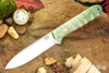 Bark River Knives: Mini Kephart - CPM 3V - Green Tigertail Maple Burl - White Liners - Mosaic Pins