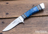 Alan Warren Custom Knives: #2519 Hunter/EDC - Maple w/Blue & Black G10 & Brass & Nickel Silver Accents - 7075 Aluminum Pommel - CPM-154