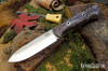 Bark River Knives: Bravo 1.25 LT - CPM 3V - Rampless - Blue & Gold Maple Burl - Black Liners - Hollow Pins - Spear Point