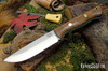 Bark River Knives: Bravo 1.25 LT - CPM 3V - Rampless - Zericote - Double Sea Blue Liners - Brass Pins